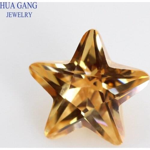 5A Champagne Star Shape Brilliant Cut CZ Stone Synthetic Gems Cubic Zirconia For Jewelry Size 2.5x2.5~12x12mm Free Shipping