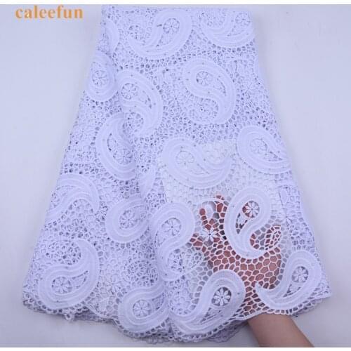 African White Guipure Lace 2020 High Quality Water soluble Cord Lace Fabric Holes Nigerian Wedding Dress Lace For Woman Y2071