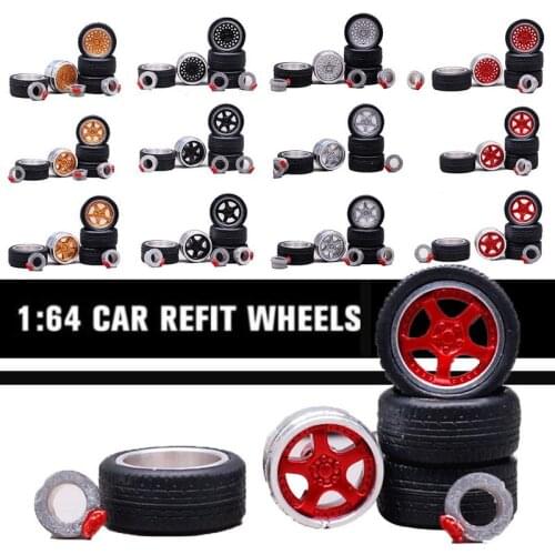 1/64 Tire Model Accessories Alloy Wheel Rims Tires Tyres For Model Car Modification Parts Toys
