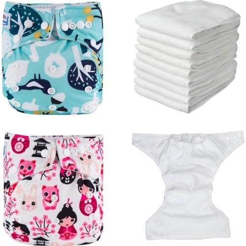 Babyland 10pcs/Lot Baby Washable Reusable Real Cloth Pocket Nappy Diaper Cover Wrap suits Birth to Potty One Size Nappy Inserts