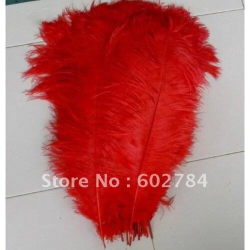 EMS Free shipping red Ostrich Feather 50pcs 40-45cm 16-18 inches ostrich plume wedding feather