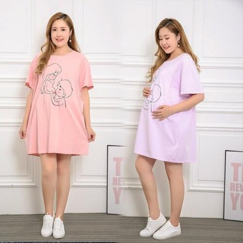 Large size postpartum mother cute breastfeeding nightdress pregnant mom to increase cool summer cotton material pajamas