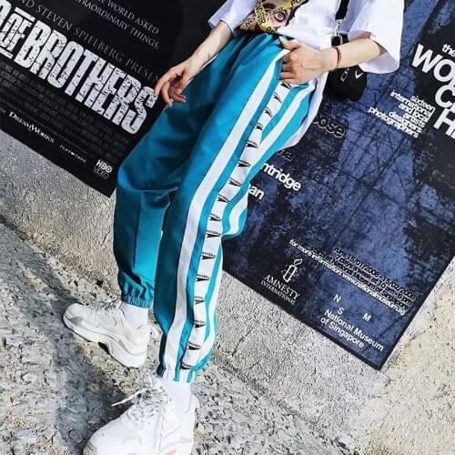 Hip Hop Sweetwear Trouser Womens New Female Hip Hop High Waist Harem Pants Women Slim Letter Print Pants Cool Jogger Trousers