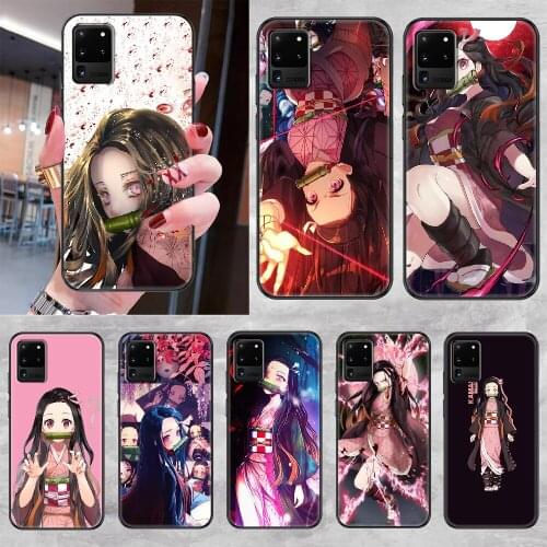 Demon slayer Kamado Nezuko Phone case For Samsung Galaxy Note 4 8 9 10 20 S8 S9 S10 S10E S20 Plus UITRA Ultra black pretty funda