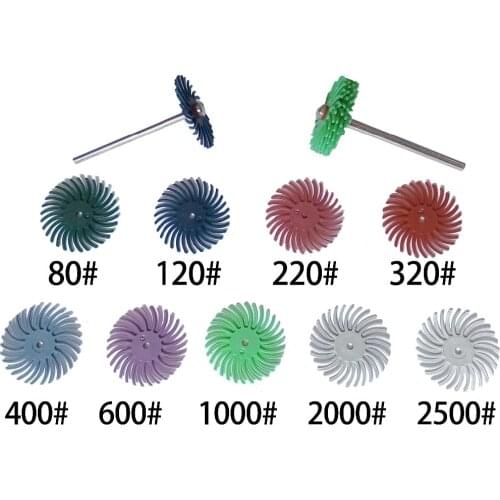 10Pcs 1" Radial Bristle Disc with 1 mandrel Abrasive Brush For Jewelry Metal Polishing Rotary Tool Accessories