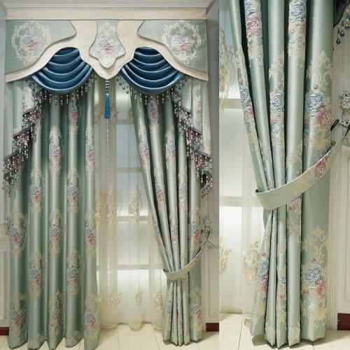 European romantic and pure and fresh embossed embroidery curtain curtain villa living room bedroom curtains