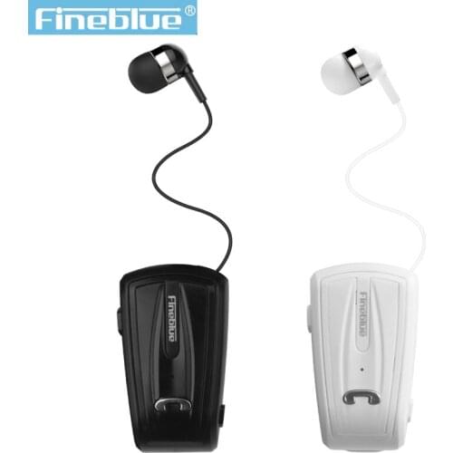 Fineblue F-V6 Portable Business Wireless Bluetooth Headset Telescopic Type Collar Clip HD Sound Quality Earphone with Mic