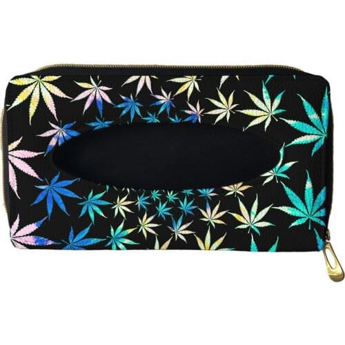 Gradient Maple Leaf Printed PU Leather Car Tissue Box Car Sun Visor Tissue Boxes Car Carton Tissue Holder Car Decor Accessories