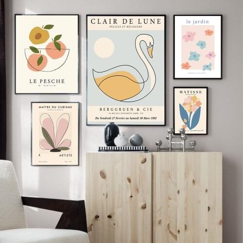 Canvas Painting Abstract Duck Art Poster Matisse Flower Fruit Peach Papaya Wall Print Nordic Bedroom Home Decor Picture