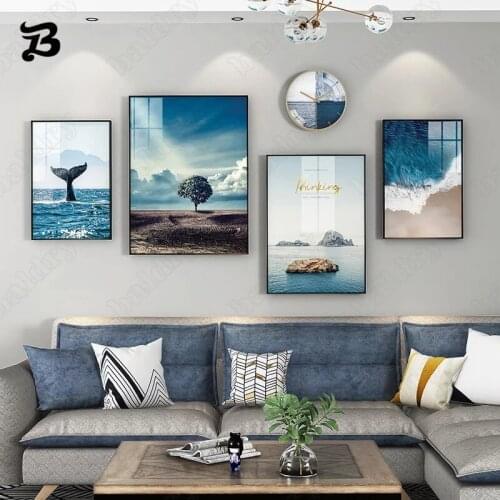 Canvas Painting Wall Art Landscape Whale Tail Home Decoration Blue Ocean Canvas Posters Prints Modern Wall Pictures Home Decor