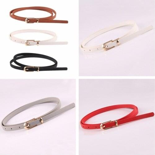 Fashion Faux Leather Adjustable Women Waist Belt Simple Ladies Skinny Thin Belts