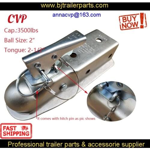 CVP Trailer Coupler 2" x 2-1/2'' Ball Hitch Back Hitch Ball Coupling STRAIGHT Tongue 2-1/2" RV Parts Camper Caravan Accessories