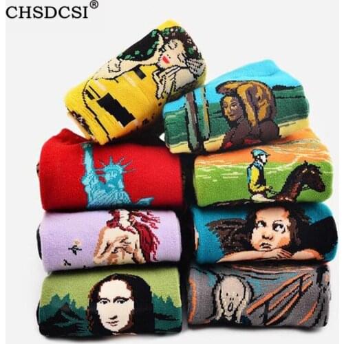 CHSDCSI Hip Hop Animals Characters Designer Cotton Socks Gift for Men Women Spring Printing Socks Men Funny Art Streetwear