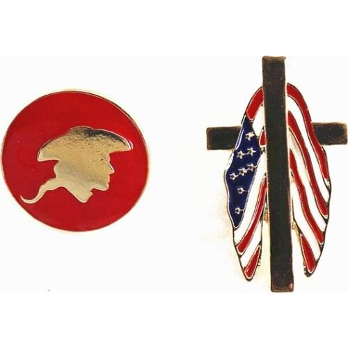 2020 New European and American style Enamel cross flag red round avatar cartoon fashion delicate brooch