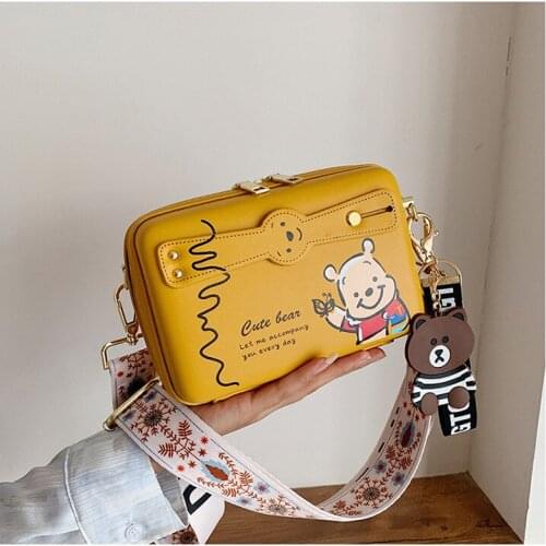 New girls diagonal shoulder bag Fashion cartoon print small square bag women Simple change womens bag mobile phone storage bag