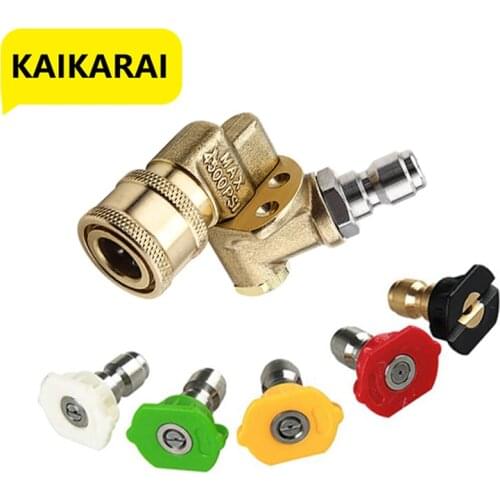 Quick Connecting Pivoting Coupler 120 Degree with 5 coloer and for Pressure Washer Spray Nozzle,1/4 Inch Plug