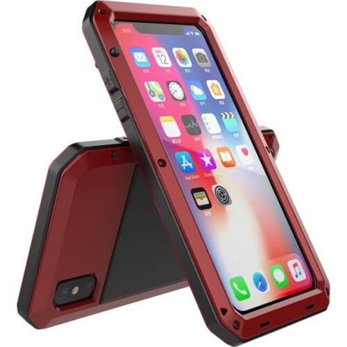 Built-in tempered glass Heavy Duty Doom Armor Shockproof Metal Aluminium Case For iPhone X XS XS Max XR Life Waterproof Cases