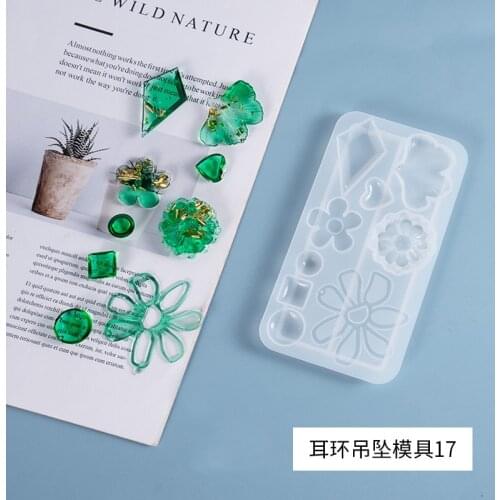 DIY Crystal Mirror Mold Earring Pendant Jewelry Resin Mold Decorative Silicone Mold For Resin Casing Jewelry Making Accessaries