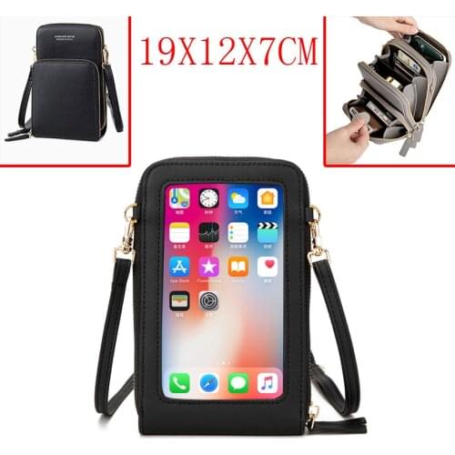 Drop Shipping Crossbody Cellphone Purse Women Touch Screen Bag RFID Blocking Wallet Shoulder Handbag