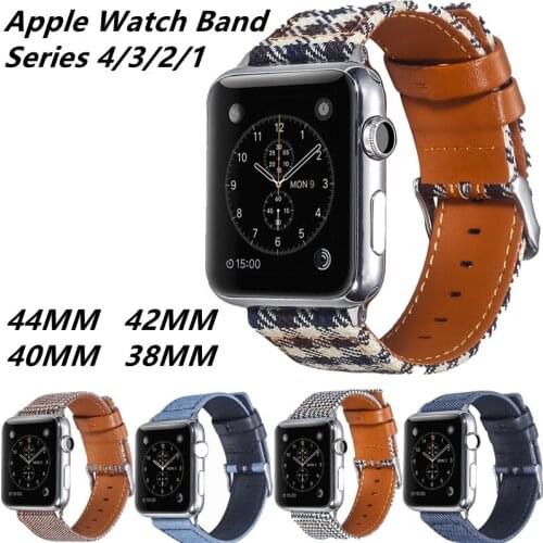 Multicolor Leather Denim Watch Band For Apple Watch 4/3/2/1 Replaceable Adapter Sport Bracelet For Iwatch Series 38/42/40/44mm