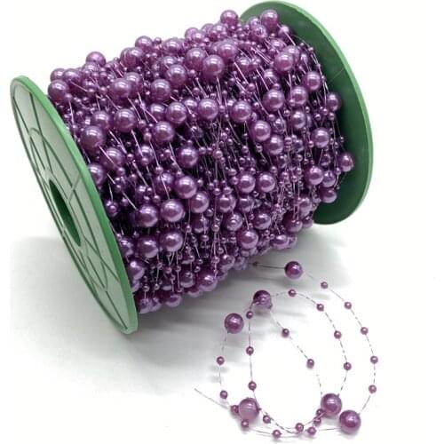 5Yards 3+8mm Fishing Line Artificial Pearls Flower Beads Chain Garland Flowers Wedding Party Decoration Diy Accessories #S10s16