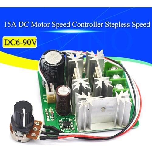 DC 6V-90V 15A DC Motor Speed Controller Stepless Speed Regulation Pulse Width PWM DC 12V 24V 36V 48V 1000W DC 6V-90V 15A DC Moto