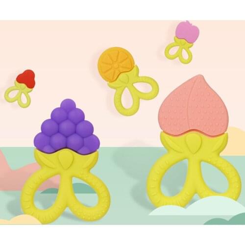 Toddler Baby Girls Silicone Teether with Fruit Shape Molar Teether Pain Relief Soother High Quality Chew Sucking Thumb Toy