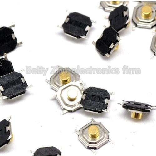 200PCS/LOT 4 * 4 * 2.5MM SMD Tact Switch brass button / waterproof copper head