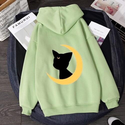 Cute Cat Streetwear Harajuku Oversize Sweatshirt Basic Hoodie Kpop Sweetshirt E Girl Clothes Aesthetic Punk Winter Women Hoodies