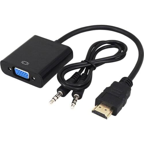 1080P Hdmi-Compatible Male To VGA Female Video Cable Converter with 3.5mm Audio Adapter EW5 Black Color Durable Useful TV
