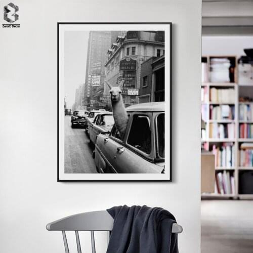 Vintage New York City Posters And Prints Monochrome Canvas Wall Art Alpaca Painting Wall Picture For Living Room Decoration