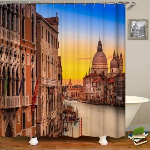 Dafield European Curtain Shower Curtain Venice UK British French Italian Polyester Fabric Bathroom Set WIth Hooks