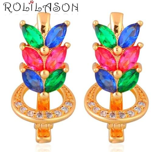 Promotion Lowest Price Gold Tone Color Zirconia Clip Earrings Wholesale & Retail Fashion Jewelry for Women JE1050