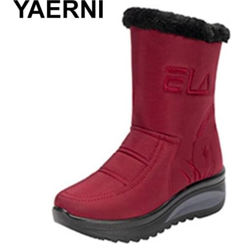 YAERNI 2021winter new large size thick plus velvet non-slip warm boots women fashion trend wild snow boots women
