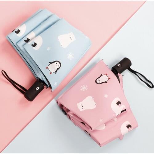 YADA Luxury Cartoon Polar Bear Penguin Pattern Designer Folding Automatic Umbrellas For Women Rain Paraguas Umbrella YD210005