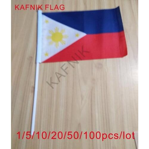 KAFNIK ,10/20/50/100pcs Philippines flag Philippines hand wave flags 14 * 21CM decorative celebration-quality polyester free shi
