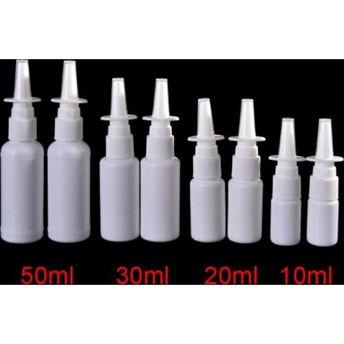 2pcs White Empty Plastic Nasal Spray Bottles Pump Sprayer Mist Nose Spray Refillable Bottle For Medical Packaging