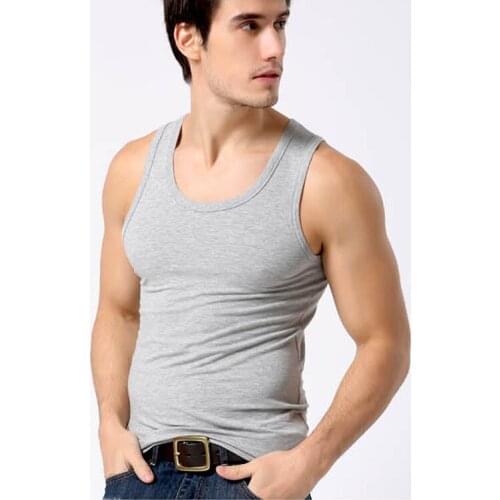 2021Summer Mens Sports Vest Modal Round Neck Tight Running Fitness Training Suit Corset Top Running Vest Men Gym Tank Top