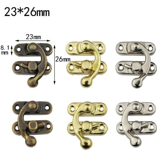 2021 Antique Metal Lock Mini Decorative Hasps Hook for Gift Wooden Jewelry Box Padlock with Screws Box Hardware Home Decor