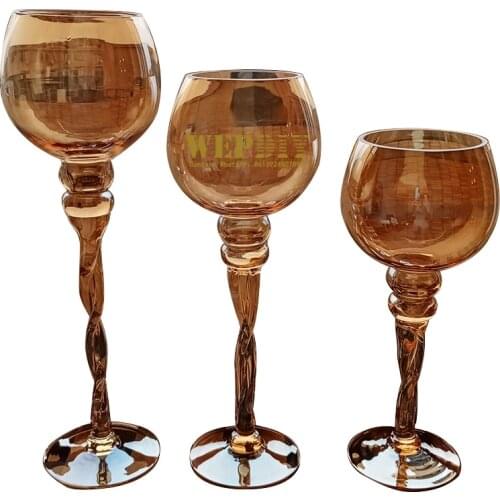 3 size 1 set Ion plated transparent glass wax table three-piece round head twist pole wind lamp candle holder cup