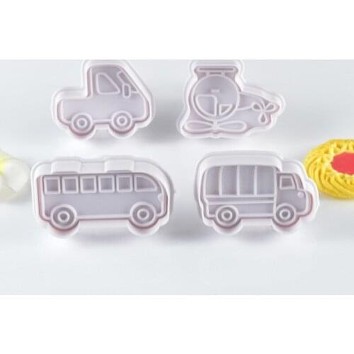 4pcs/set 3D Car Spring Cookie Mold Biscuit Cutter Baking Mould DIY Kitchen Cake Fondant Decor H55A