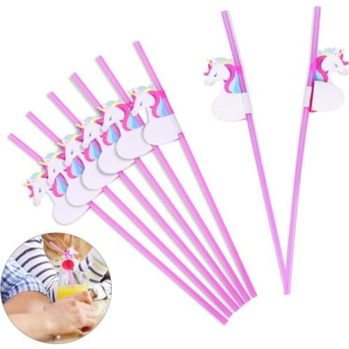 50 Pcs Honeycomb Unicorn Party Christmas Straws Bendable PP Drinking Straws for Kids Children Birthday Wedding Decor Supplies