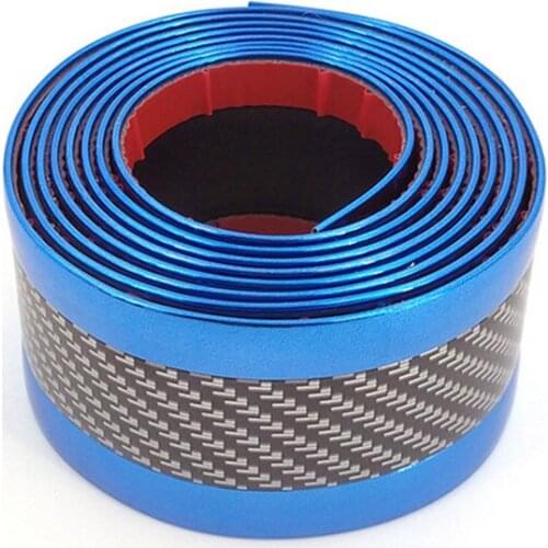 Car Anti-collision Strip Replacement Rear Front Carbon Fiber Blue Side