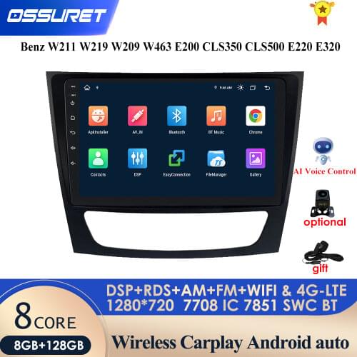 HD 1024*600 Touch Screen Car NODVD Player for mercedes w211 Android 10 multimedia W209 W219 4G WIFI Radio Stereo GPS DVR DTV DAB