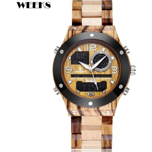 Wooden Watch for Men Relogio Masculino Multi-function Chronograph Date Sports Waterproof Mens Male Wood Quartz Wristwatch
