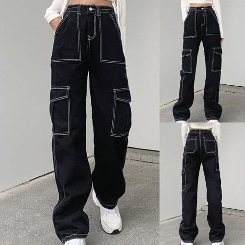 Pockets Patchwork Baggy Jeans Fashion Streetwear Women Denim Trouser Loose Cargo Pants Retro Korean Jeans Y2K Harajuku Long Pant