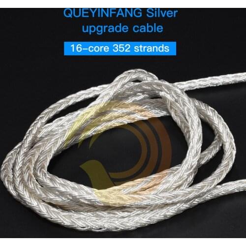 QUEYINFANG 16 Core Earphone Upgrade Cable Silver OFC Silver-plated 16-core Earphone Wire PVC Sheath