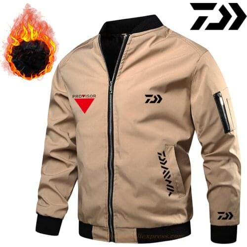 DAIWA Jackets and Coats Men Thicke Bomber Jacket Winter Autumn 2021 New Fashion Warm Fishing Outdoors Clothes Casual Streetwear