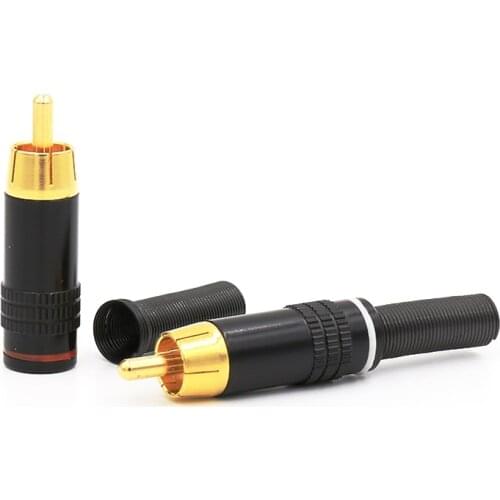 8pcs Copper RCA Plug, Audio Male Connector,plug with Metal Spring Connector Red and White