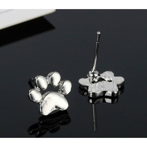 Fashion Simple Cute Earrings Gold Rose Gold Color Animal Foot Small Stud Earrings For Women Metal Earing Jewelry Kolczyki